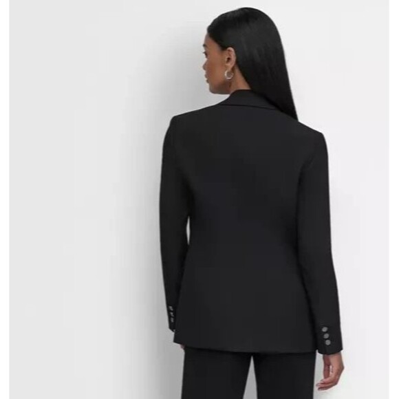 DKNY Women's Embellished Peak-Lapel One-Button Jacket Blazer Modern Chic Black 8 - Picture 3 of 13